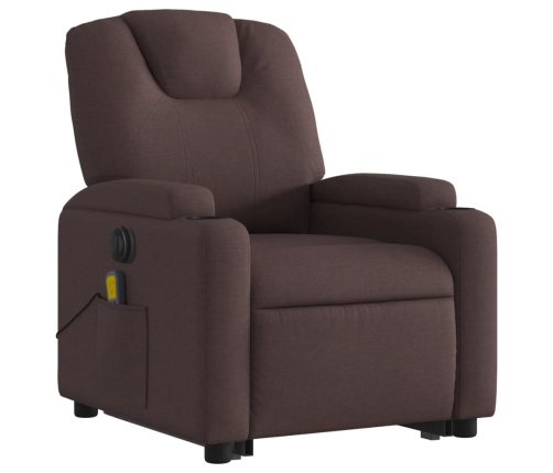 Sillón masaje eléctrico reclinable elevable tela marrón oscuro