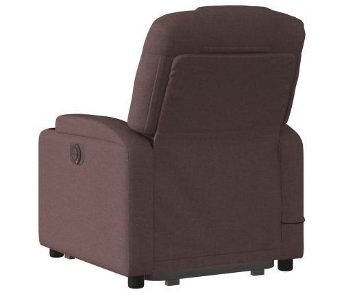 Sillón masaje eléctrico reclinable elevable tela marrón oscuro