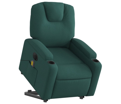 Sillón masaje eléctrico reclinable elevable tela verde oscuro