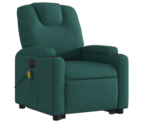 Sillón masaje eléctrico reclinable elevable tela verde oscuro