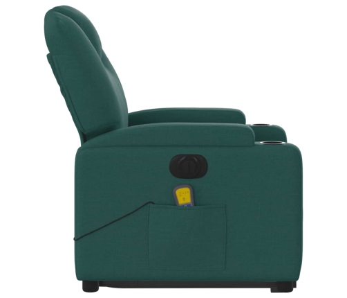 Sillón masaje eléctrico reclinable elevable tela verde oscuro