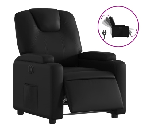 Sillón reclinable eléctrico de cuero sintético negro