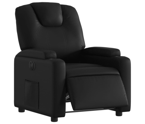 Sillón reclinable eléctrico de cuero sintético negro