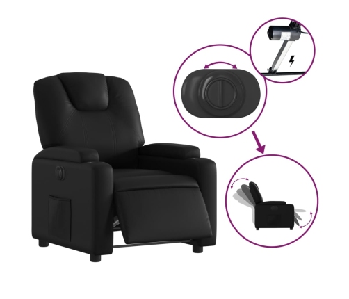 Sillón reclinable eléctrico de cuero sintético negro