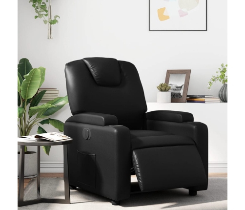 Sillón reclinable eléctrico de cuero sintético negro