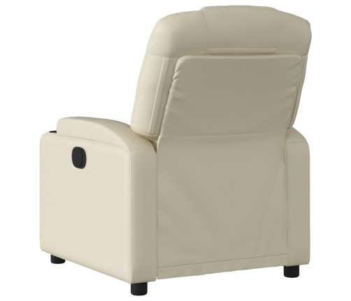 Sillón reclinable eléctrico de cuero sintético crema