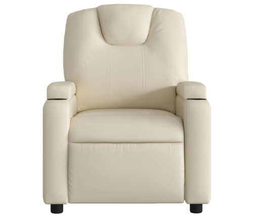 Sillón reclinable eléctrico de cuero sintético crema