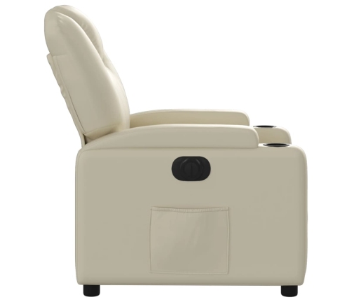 Sillón reclinable eléctrico de cuero sintético crema