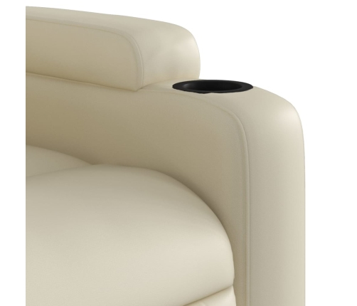 Sillón reclinable eléctrico de cuero sintético crema