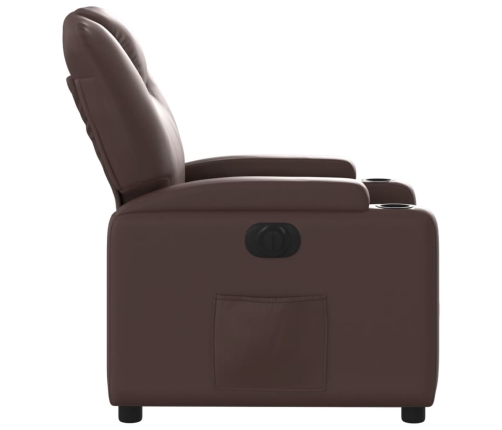 Sillón reclinable eléctrico de cuero sintético marrón