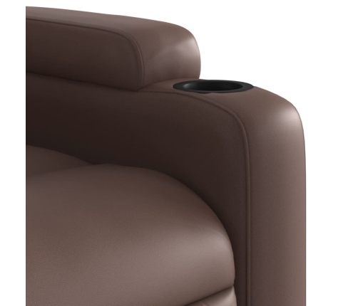 Sillón reclinable eléctrico de cuero sintético marrón