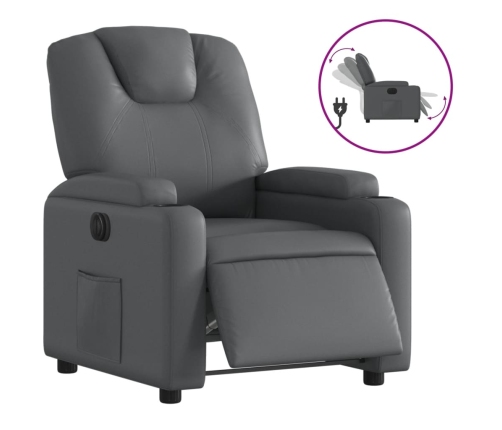 Sillón reclinable eléctrico de cuero sintético gris