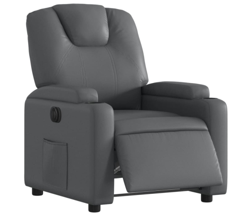 Sillón reclinable eléctrico de cuero sintético gris