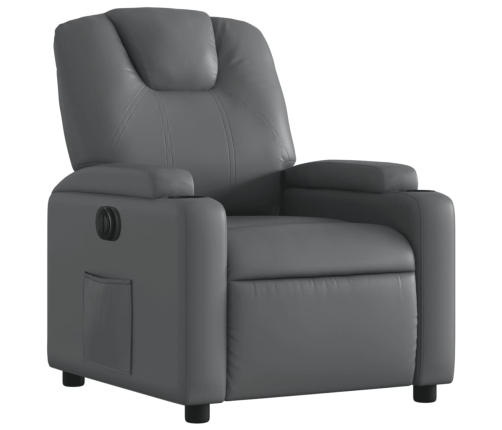 Sillón reclinable eléctrico de cuero sintético gris