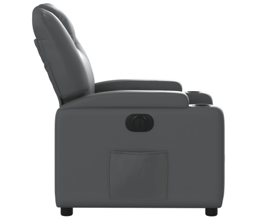 Sillón reclinable eléctrico de cuero sintético gris