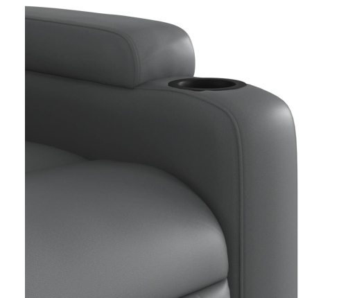 Sillón reclinable eléctrico de cuero sintético gris