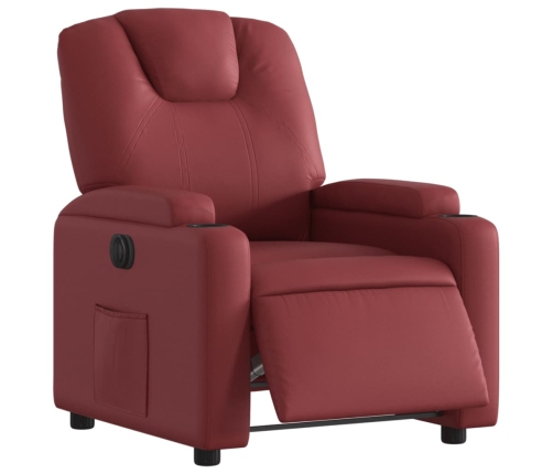 Sillón reclinable eléctrico de cuero sintético rojo tinto