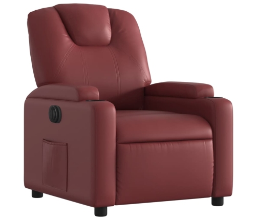 Sillón reclinable eléctrico de cuero sintético rojo tinto