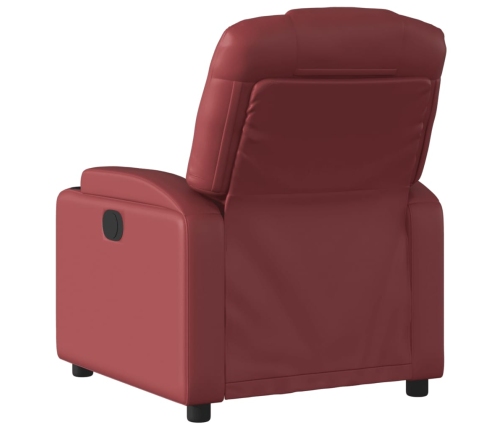 Sillón reclinable eléctrico de cuero sintético rojo tinto