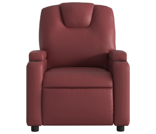 Sillón reclinable eléctrico de cuero sintético rojo tinto