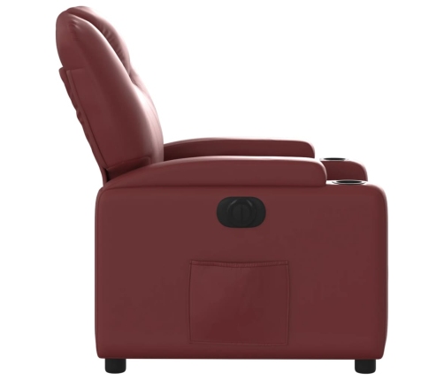 Sillón reclinable eléctrico de cuero sintético rojo tinto