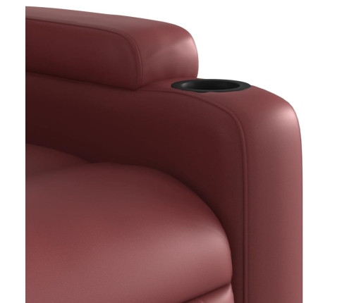 Sillón reclinable eléctrico de cuero sintético rojo tinto