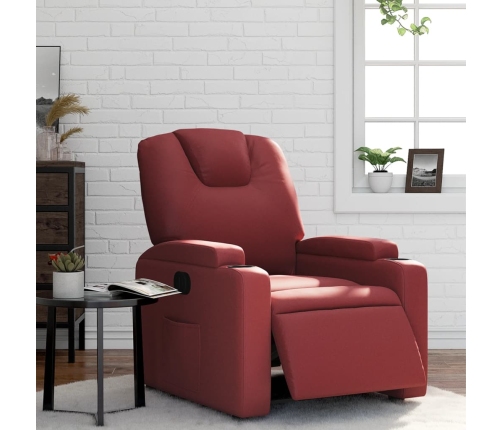 Sillón reclinable eléctrico de cuero sintético rojo tinto