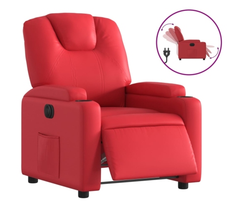 Sillón reclinable eléctrico de cuero sintético rojo