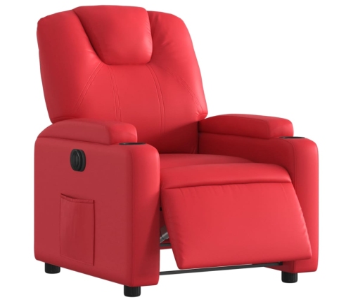 Sillón reclinable eléctrico de cuero sintético rojo