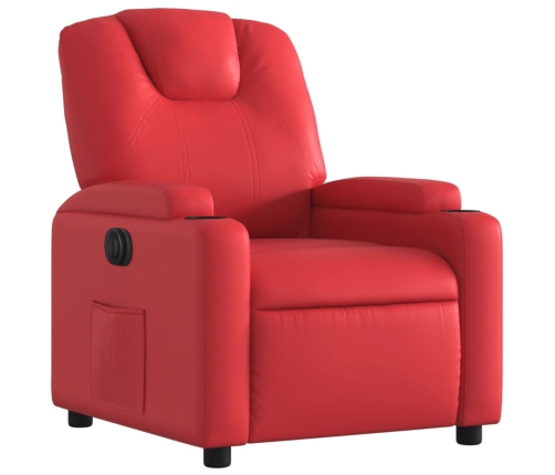 Sillón reclinable eléctrico de cuero sintético rojo