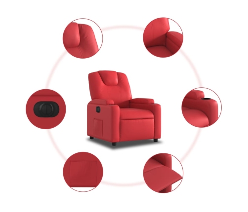 Sillón reclinable eléctrico de cuero sintético rojo