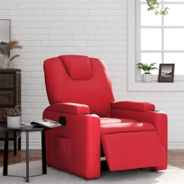 Sillón reclinable eléctrico de cuero sintético rojo