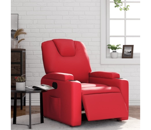 Sillón reclinable eléctrico de cuero sintético rojo