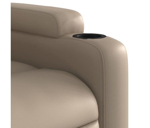 Sillón reclinable eléctrico de cuero sintético color capuchino