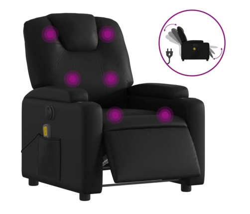 Sillón de masaje reclinable eléctrico cuero sintético negro