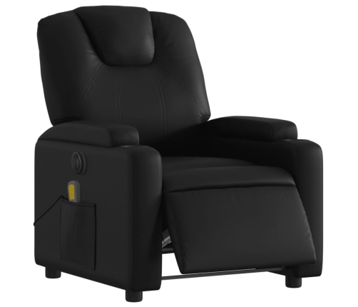 Sillón de masaje reclinable eléctrico cuero sintético negro