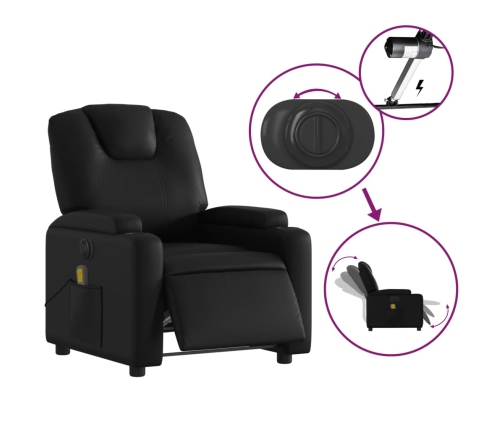 Sillón de masaje reclinable eléctrico cuero sintético negro