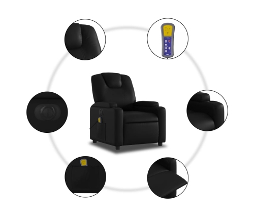 Sillón de masaje reclinable eléctrico cuero sintético negro