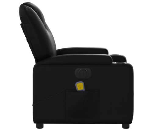 Sillón de masaje reclinable eléctrico cuero sintético negro