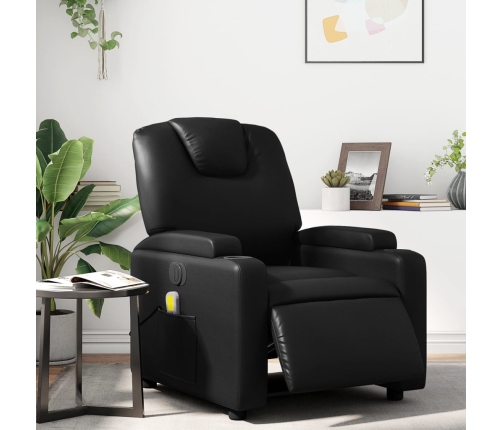 Sillón de masaje reclinable eléctrico cuero sintético negro