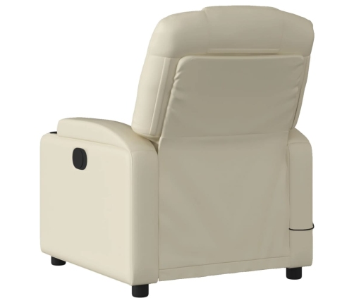 Sillón de masaje reclinable eléctrico cuero sintético crema