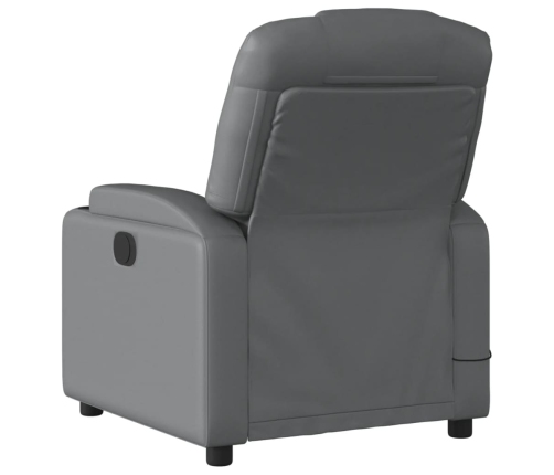 Sillón de masaje reclinable eléctrico cuero sintético gris