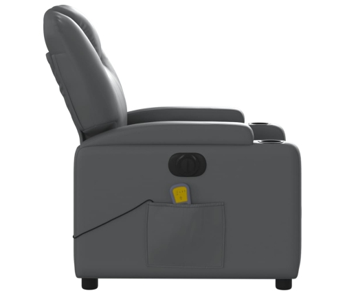 Sillón de masaje reclinable eléctrico cuero sintético gris