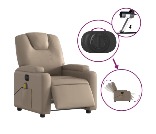 Sillón reclinable de masaje eléctrico cuero sintético capuchino