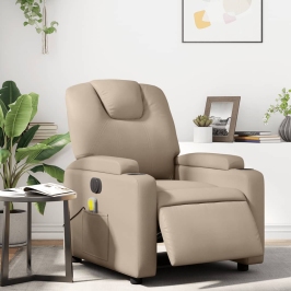 Sillón reclinable de masaje eléctrico cuero sintético capuchino