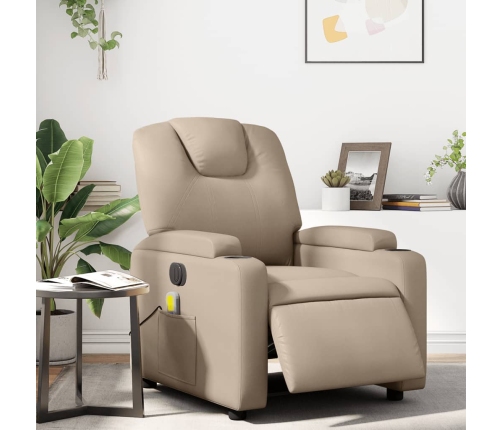 Sillón reclinable de masaje eléctrico cuero sintético capuchino