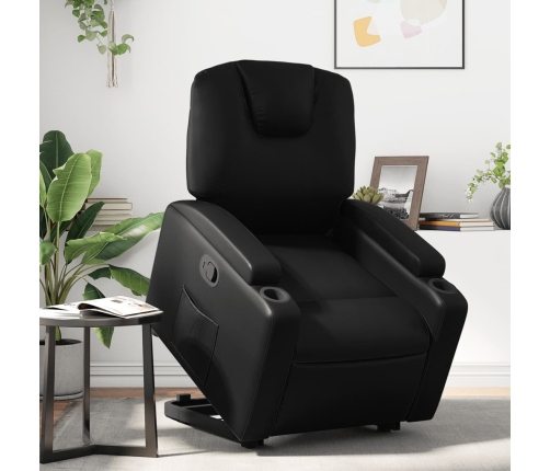 Sillón reclinable elevable cuero artificial negro