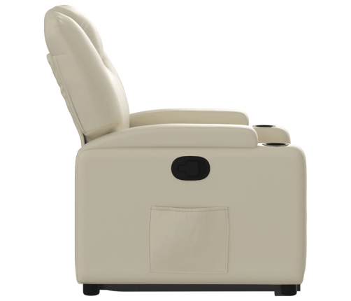 Sillón reclinable elevable cuero artificial color crema