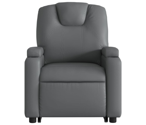 Sillón reclinable elevable cuero artificial gris