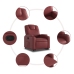 Sillón reclinable elevable cuero artificial rojo tinto